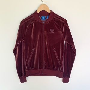 Adidas Maroon Velvet Track Jacket